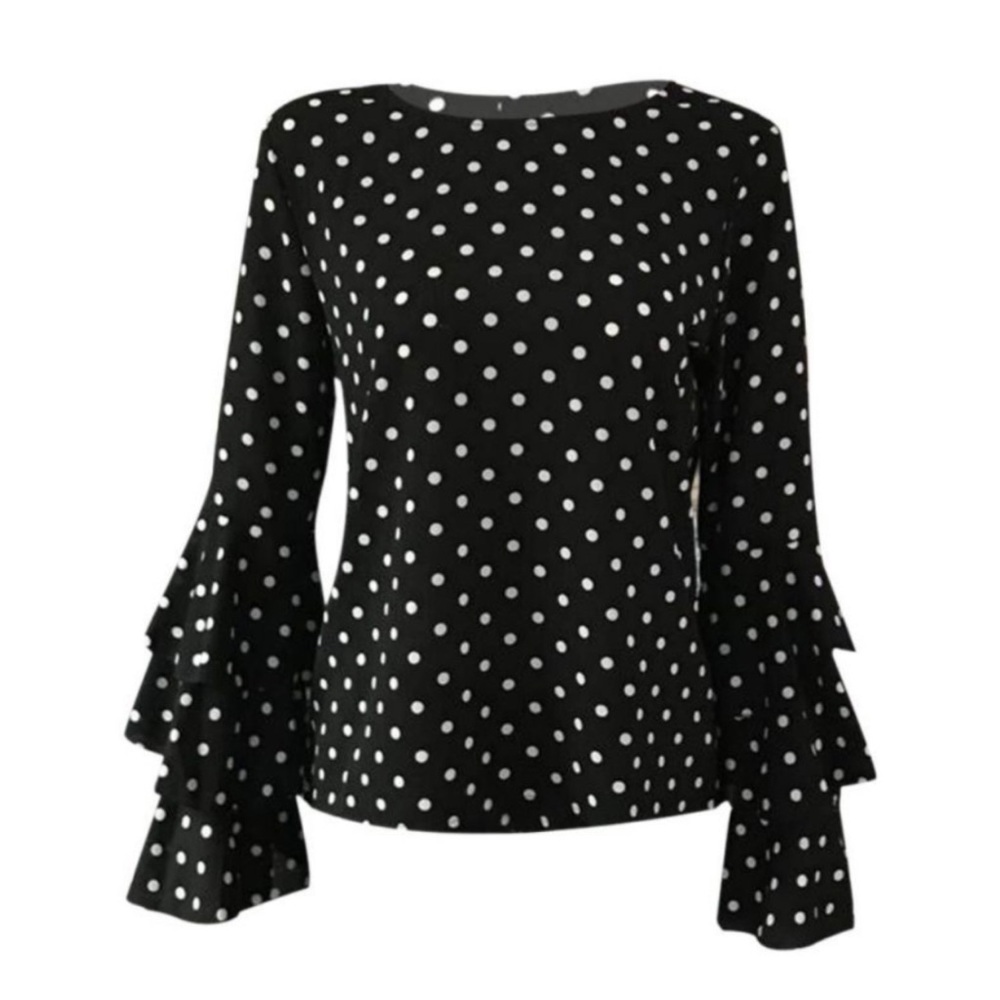 ‼️PRICE FIRM LAST CALL Polka Dot Ruffle Sleeve Top - Picture 2 of 4